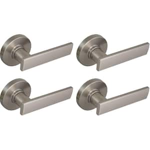 Westwood Satin Nickel Hall and Closet Door Lever with Round Rose (4-Pack)