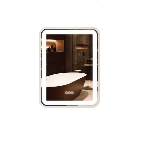 36 in. W x 28 in. H Rectangular Silver Frame Wall Bathroom Mirror with Light,3 Colors Dimmable,Memory Function, Anti-Fog