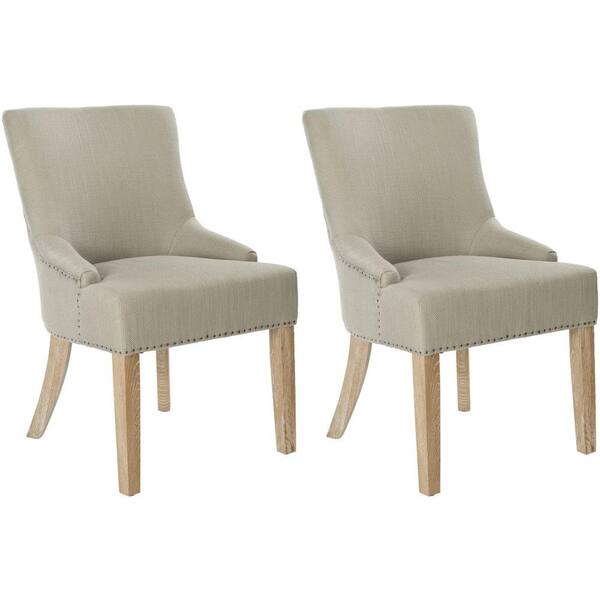 Safavieh Lotus Biscuit Beige/Pickled Oak Cotton Blend Side Chair (Set of 2)
