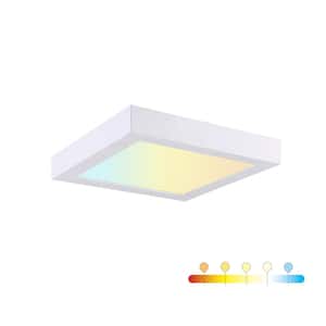 7 in. Square Color Selectable Integrated LED Flush Mount Downlight in white
