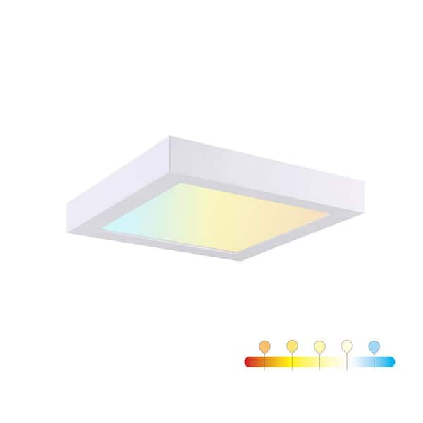 RUN BISON 7 in. Square Color Selectable Integrated LED Flush Mount Downlight in white
