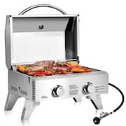 2-Burner Portable Stainless Steel BBQ Table Top Grill for Outdoors