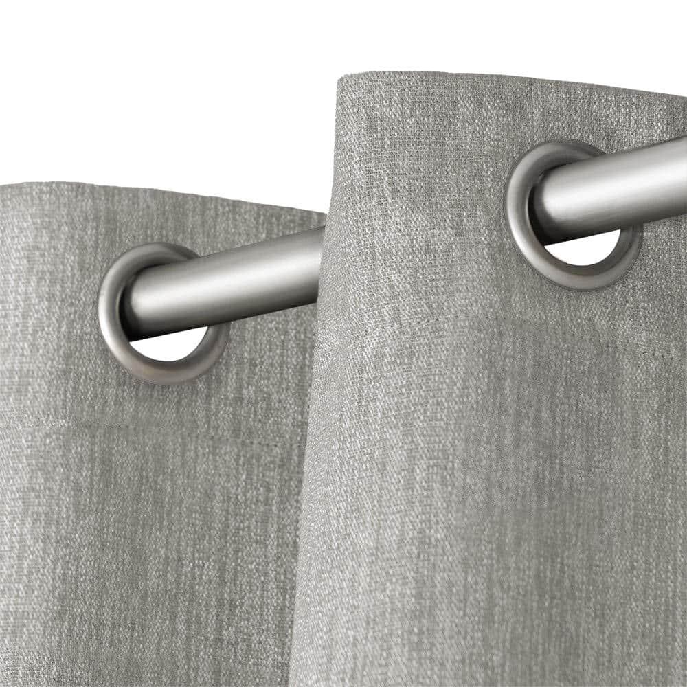 Vesta Black Pearl Heavyweight Textured Linen Blackout Grommet Curtains