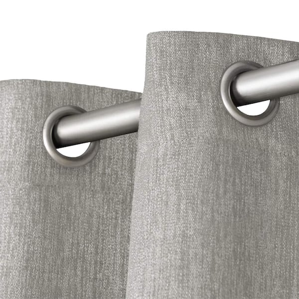 Vesta Black Pearl Solid Woven Room Darkening Grommet Top Curtain, 52 in. W x 96 in. L (Set of 2)