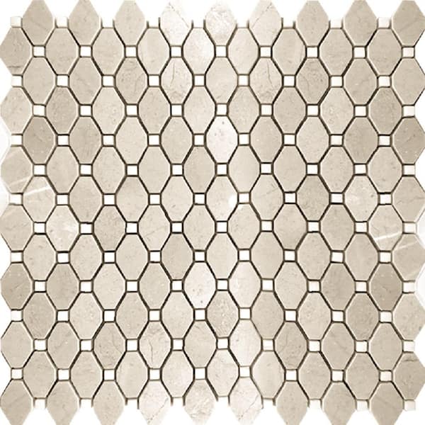 Apollo Tile Beige 4 in. x 5 in. Polished Octagon Marble Mosaic Floor and Wall Tile Sample (0.13 sq. ft./Piece)