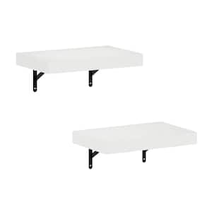 Tanna 1.65 in. Tall White Texture Wood Floating Bookcase (Set of 2)