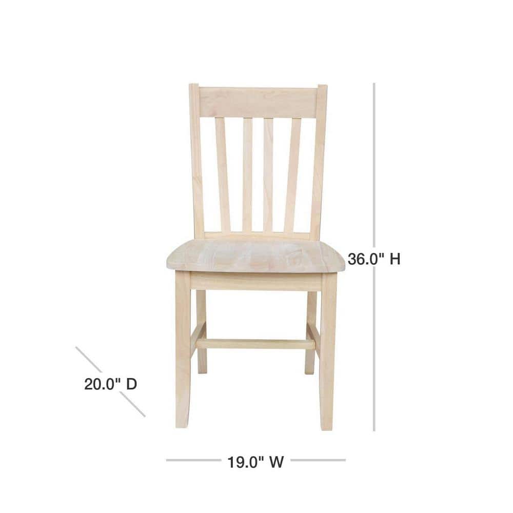 High Slat Ladderback Solid Wood Side Chair in White - Set of 2