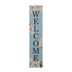 42 in. H Washed Blue Wooden WELCOME Porch Sign