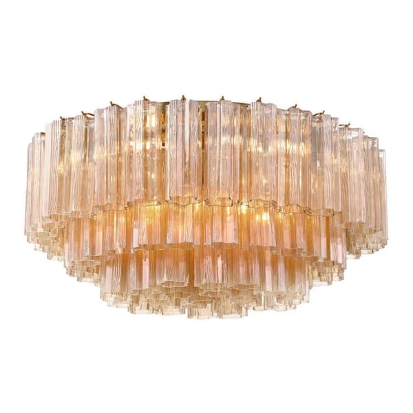32 in. Addis 16 Light Aged Brass Flush Mount