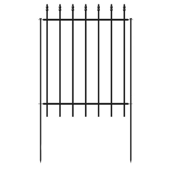 Metal Garden Fence 30 in. H x 10 ft L Sturdy No Dig Animal Barrier Easy Install Decorative Rustproof Black