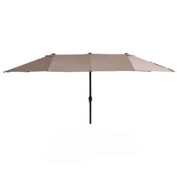 TIRAMISUBEST 15.1 ft. x 8.8 ft. x 8 ft. Steel Market Patio Umbrella in Khaki
