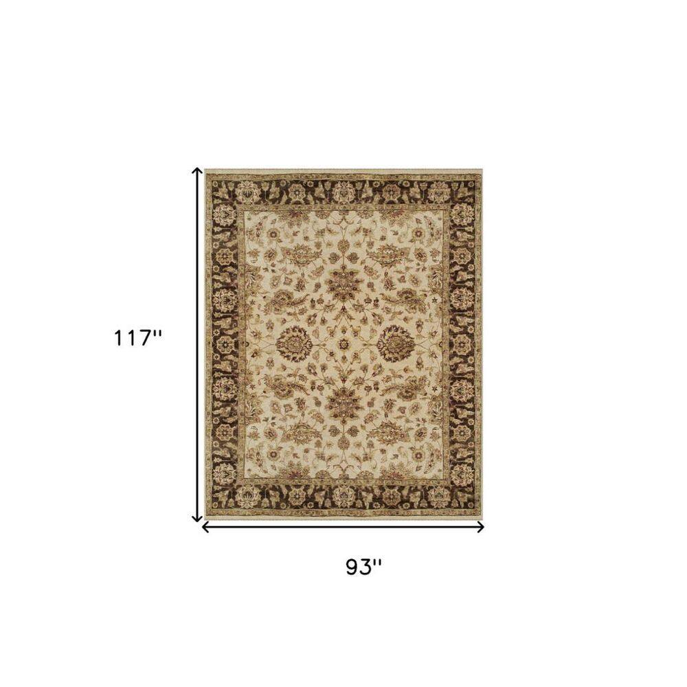 Ivory and Gold Hand-Knotted Wool Oriental Area Rug, 8' x 10'