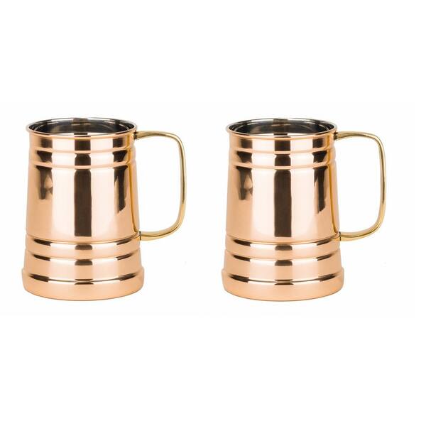 Old Dutch 1 pt. Solid Copper Tankard with Brass Handle (Set of 2)