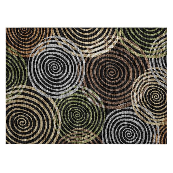 Chantille Machine Washable Indoor/Outdoor Abstract ACN2435 Black 2 ft. x 3 ft. Accent Rug