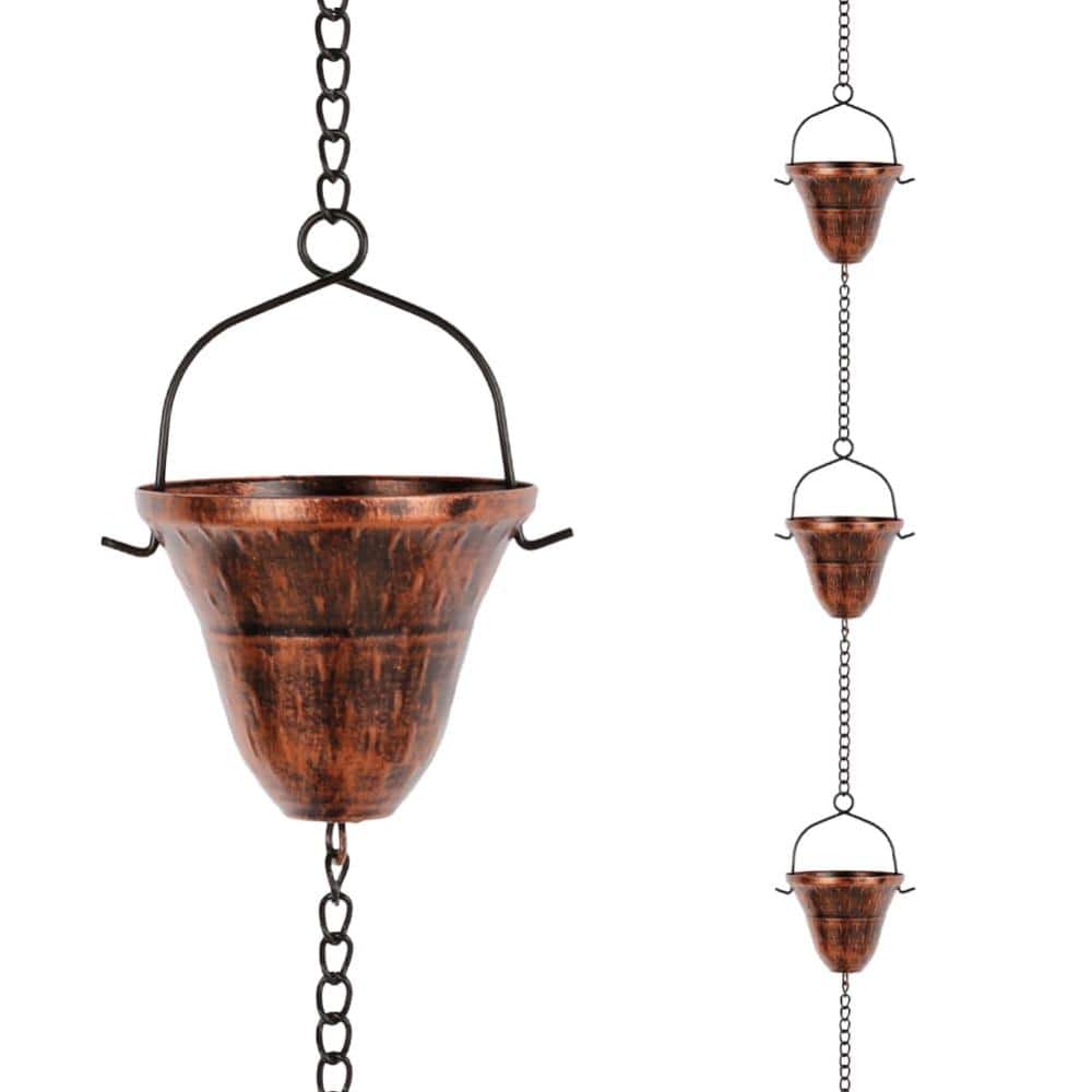 10.43 ft Rain Chain Decorative Gutter Downspout Drainage Copper Finish 12-Cup price history on PriceWatchPro
