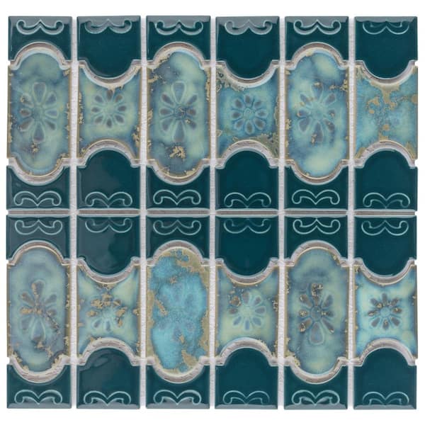 Merola Tile Montego Emerald 12-1/4 in. x 12-1/2 in. Porcelain Mosaic Tile (10.8 sq. ft./Case)