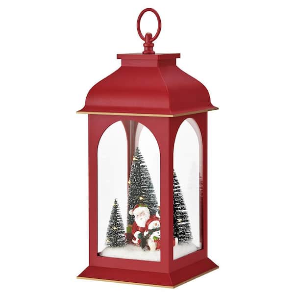 DANYA B Tabletop Red Christmas Santa Winter Scene Diorama Lighted