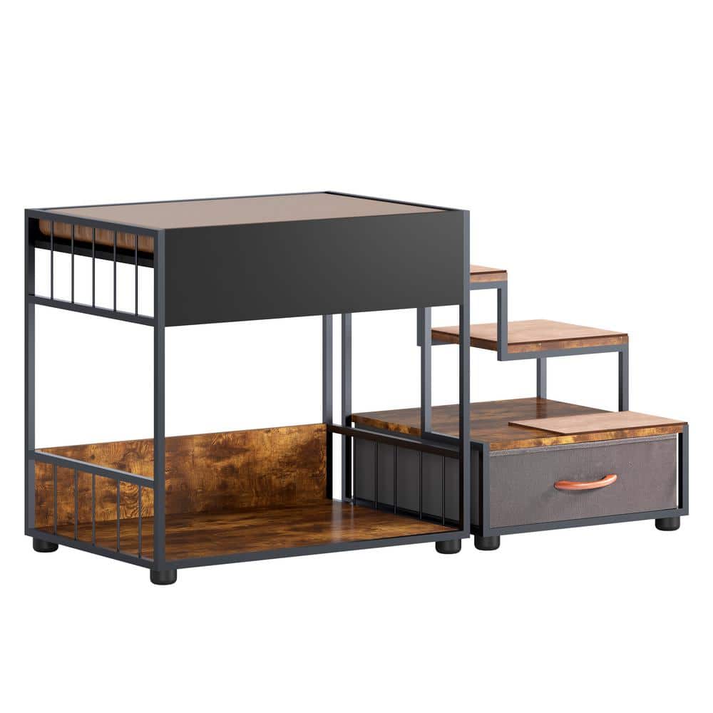 Black and Brown Multi-Level Dog Bed with Storage