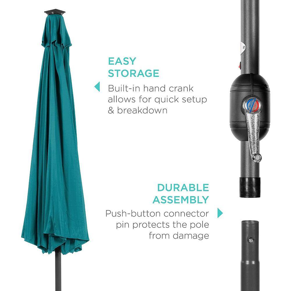 Cerulean 10ft Solar LED Lighted Patio Umbrella with Tilt Adjustment