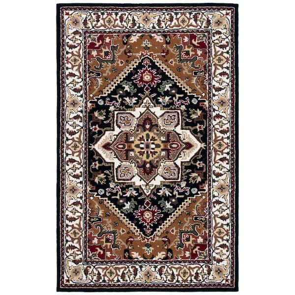 SAFAVIEH Heritage Navy/Brown 5 ft. x 8 ft. Border Floral Medallion Area Rug