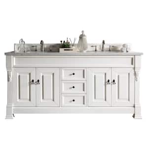 Brookfield 72 in. W x 23.5 in. D x 34.3 in. H Bathroom Vanity in Bright White with Solid Surface Top in Arctic Falls