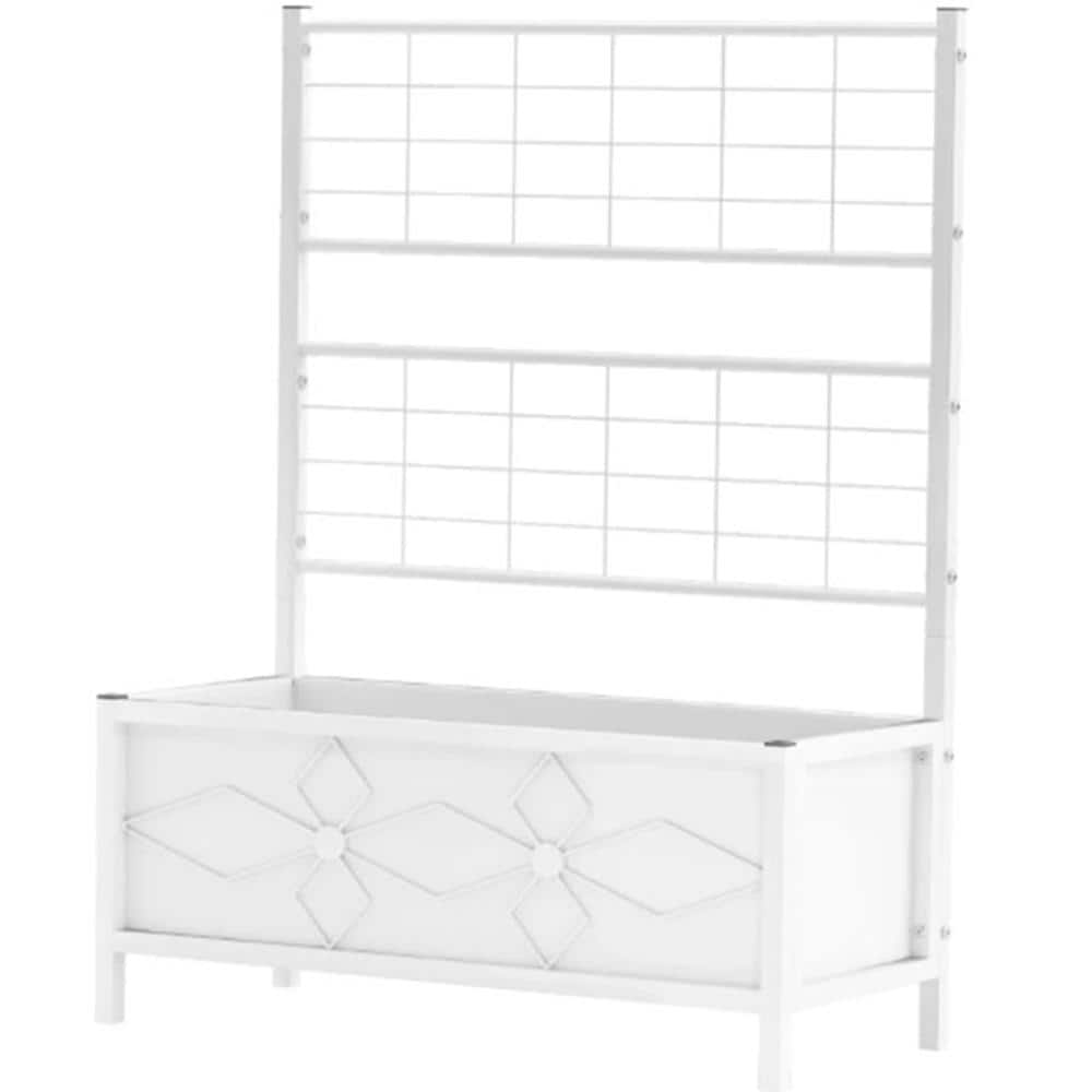 35.4 in. L x 15.7 in. W x 47.2 in. H White Galvanized Steel Raised Garden Bed with Trellis price history on PriceWatchPro