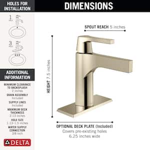 Zura Single Hole Single-Handle Bathroom Faucet with Metal Drain Assembly in Polished Nickel