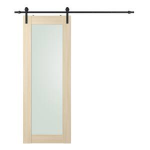 Vona 207 30"x 84" Full Lite Frosted Glass Loire Ash Finished Composite Core Wood Sliding Barn Door with Hardware Kit