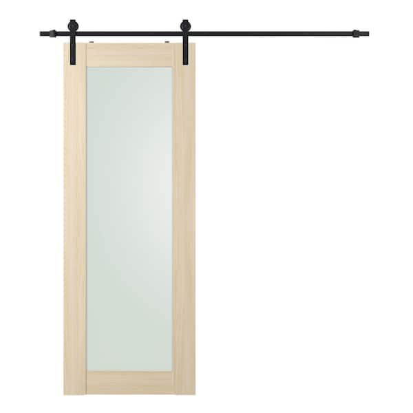 Belldinni Vona 207 30"x 96" Full Lite Frosted Glass Loire Ash Finished Composite Core Wood Sliding Barn Door with Hardware Kit