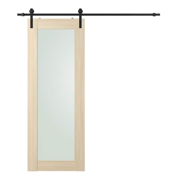 Belldinni Vona 207 32"x 79,375" Full Lite Frosted Glass Loire Ash Finished Composite Core Wood Sliding Barn Door with Hardware Kit