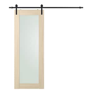 Vona 207 36"x 96" Full Lite Frosted Glass Loire Ash Finished Composite Core Wood Sliding Barn Door with Hardware Kit