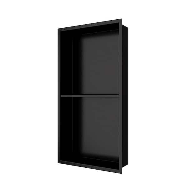 13 in. W x 25 in. H x 4 in. D Single Stainless Steel Recessed Shower Niche in Matte Black