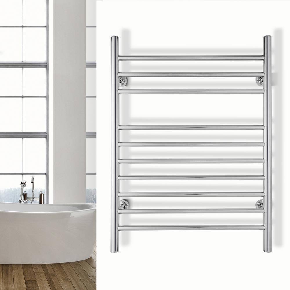 Polished Stainless Steel Wall-Mounted Towel Warmer with 10 Bars