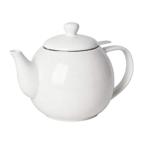 3-Cup White Porcelain Teapot with Removable Stainless Steel Infuser, Tea Pots for Loose Tea, Tea Infuser Pots for Gift
