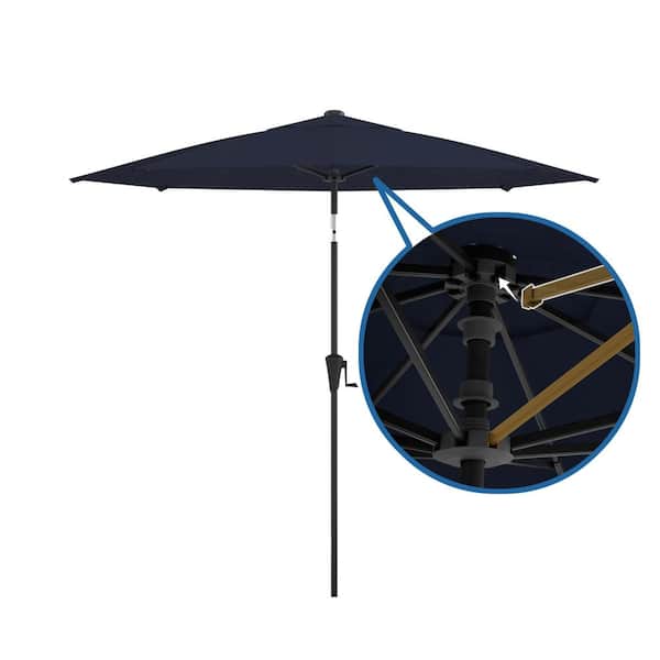 ABOVE 9 ft. OneClick 2 Patio Umbrella with Rib Replacement Technology Market Umbrella Navy