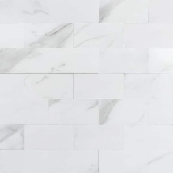 Ivy Hill Tile Luxe Core Subway Calacatta 4 in. x 0.16 in. SPC Peel and Stick Tile Sample