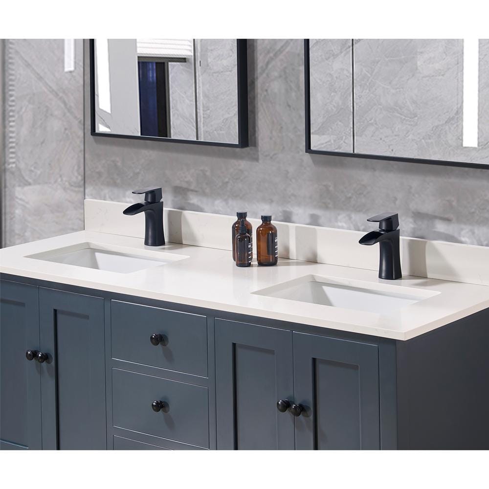 Milano White Composite Stone Double Vanity Top with Sink, 61 in.