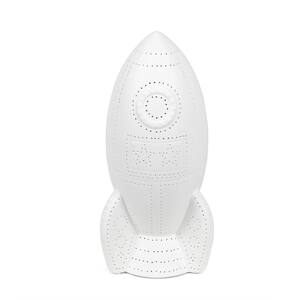 12.5 in. White Porcelain Rocketship Table Lamp