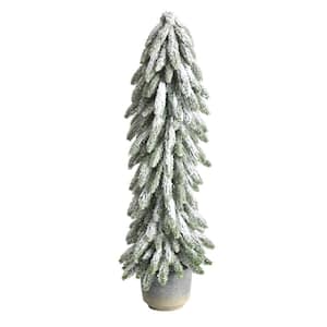 2.75 ft. Unlit Flocked Artificial Christmas Tree in Decorative Planter