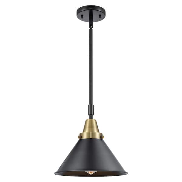 Briarcliff 100-Watt 1-Light Black Antique Brass Standard Mini Pendant Light with Metal Shade
