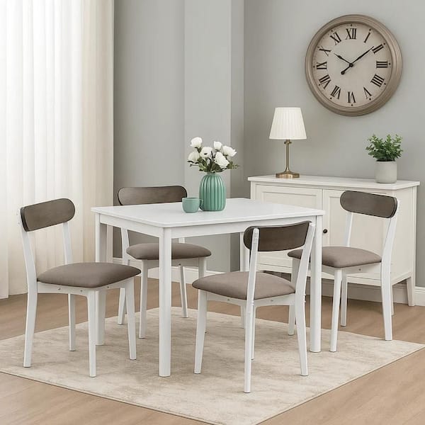 Brown and White 29in. 5-Piece Dining Set