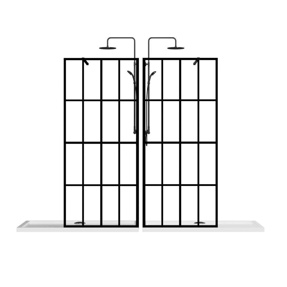 46 in. W x 72 in. H Fixed Framed Walk-In Shower Screen in Black with 4-Piece Tempered Glass Panel price history on PriceWatchPro