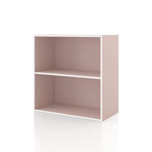 Quincy 23.7 in. Tall Stackable Light Pink Engineered Wood 2-Shelf Modern Modular Bookcase