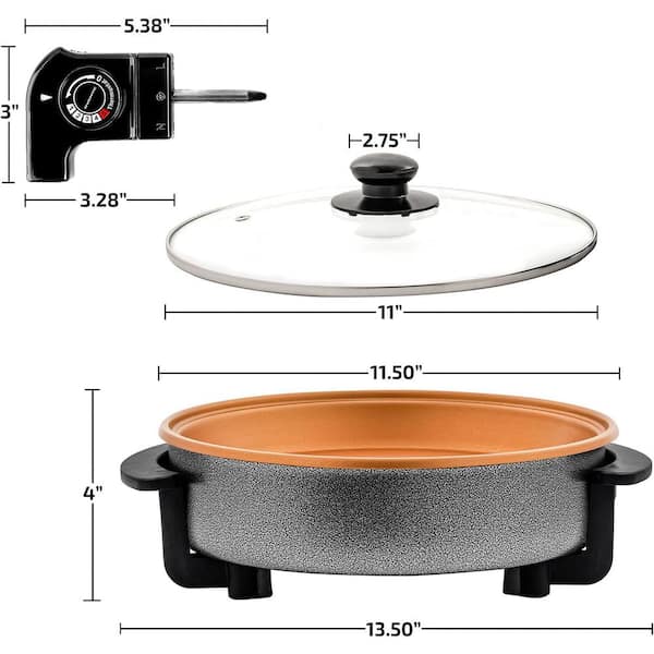 11 Ceramic Copper Nonstick Frying Sauté Pan for Electric Glass or