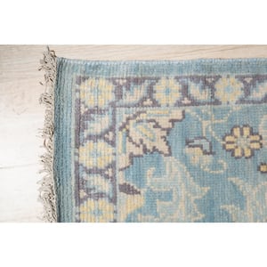 9 ft. x 12 ft. Blue Hand-Knotted Wool Traditional Heriz Rug Area Rug