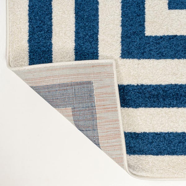 JONATHAN Y Bandol Modern Classic Mitre Stripe Navy/Ivory 8 ft. x