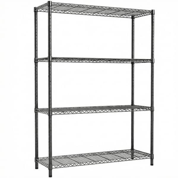 Gladys 4-Tier Steel Storage Shelving in Black (45.3 in. W x 15.8 in. D x 59.4 in. H)