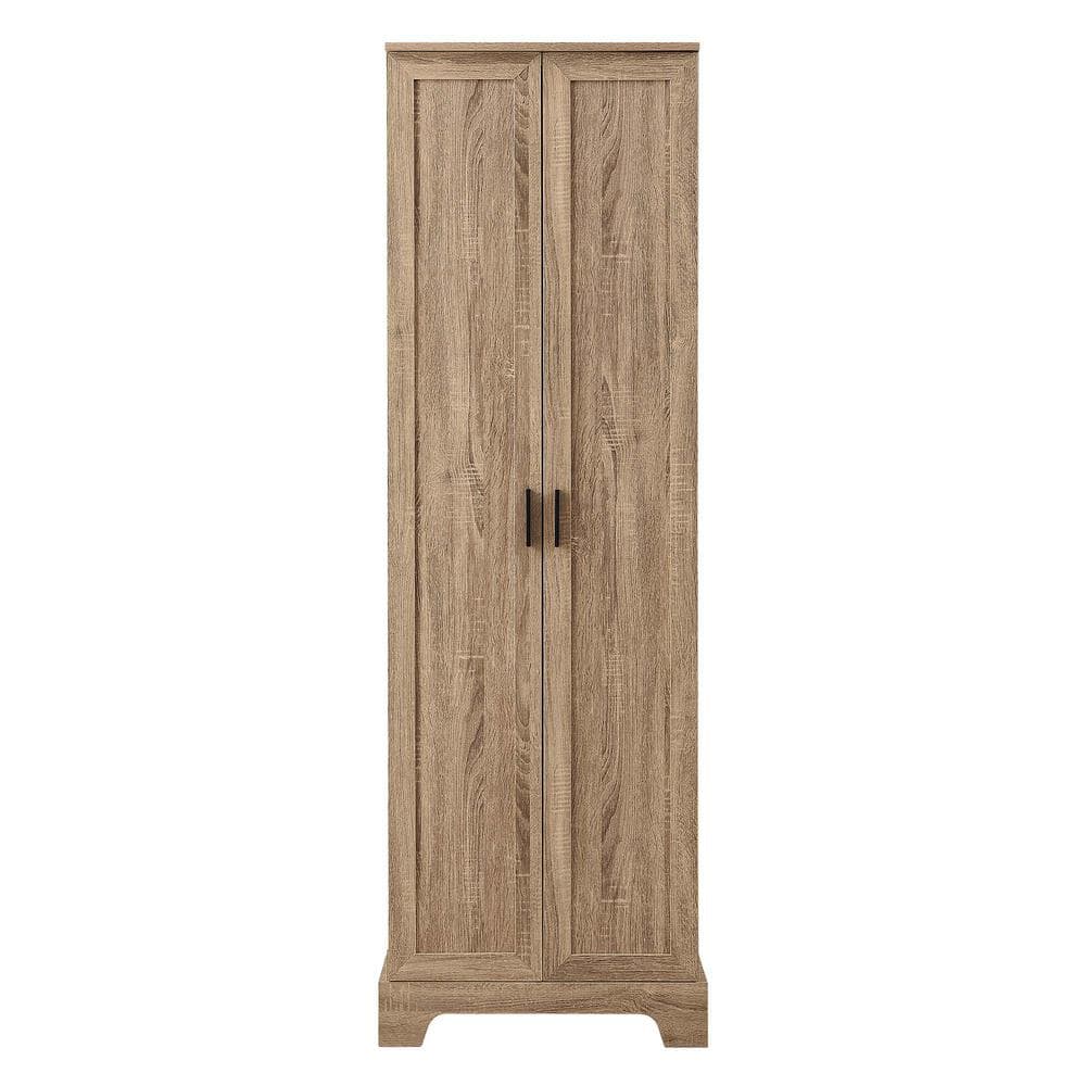 23.3 in. W x 16.9 in. D x 71.2 in. H Brown Tall Linen Cabinet with Adjustab