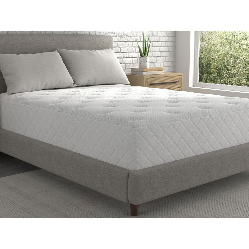 Queen White Gel Memory Foam Innerspring Adjustable Bed