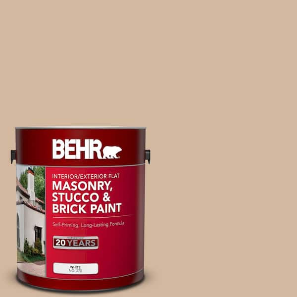 BEHR 1 gal. #S280-3 Practical Tan Flat Interior/Exterior Masonry, Stucco and Brick Paint